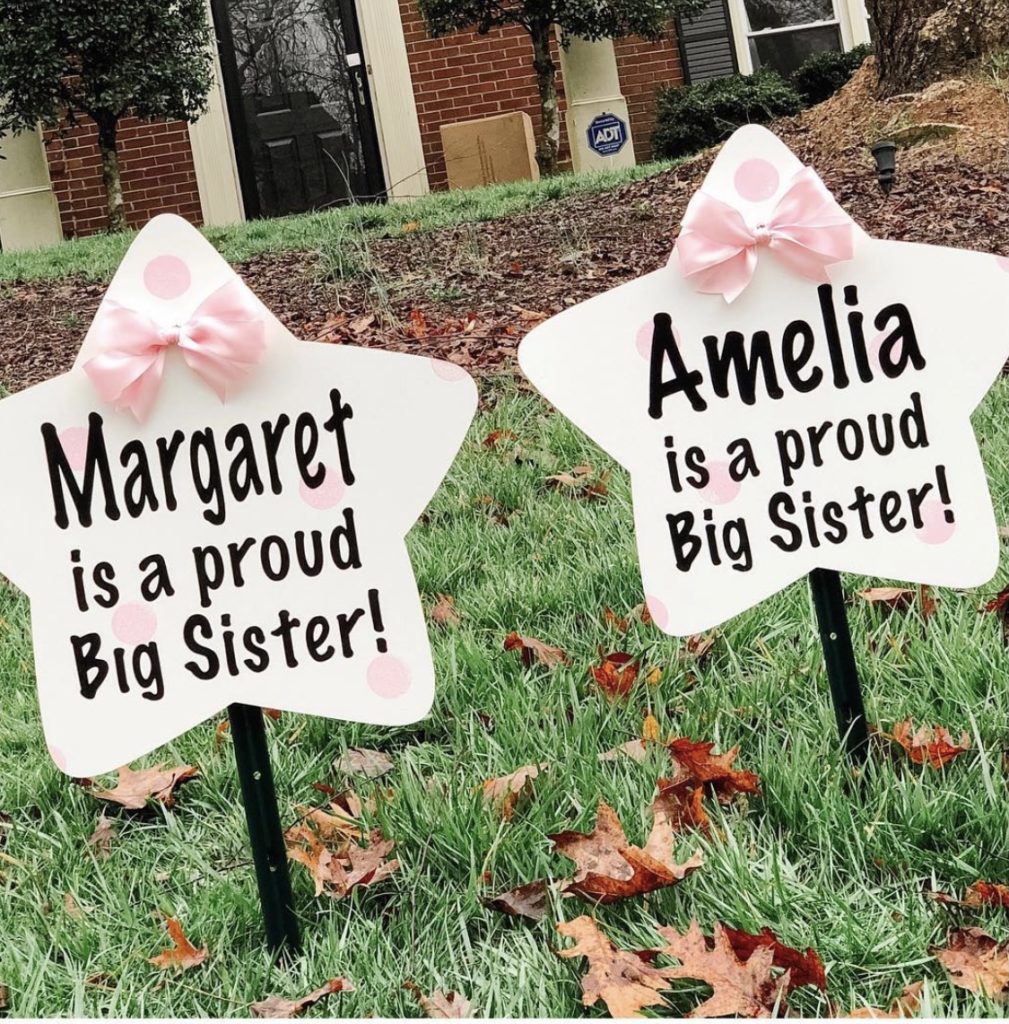 Sibling Stars, Birth Announcement Yard Sign in Central Virginia